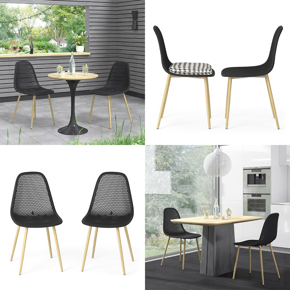 OK-Living Gartenstuhl Terrassenstuhl Balkonstuhl Joko Schwarz Sitzschale 2er Set