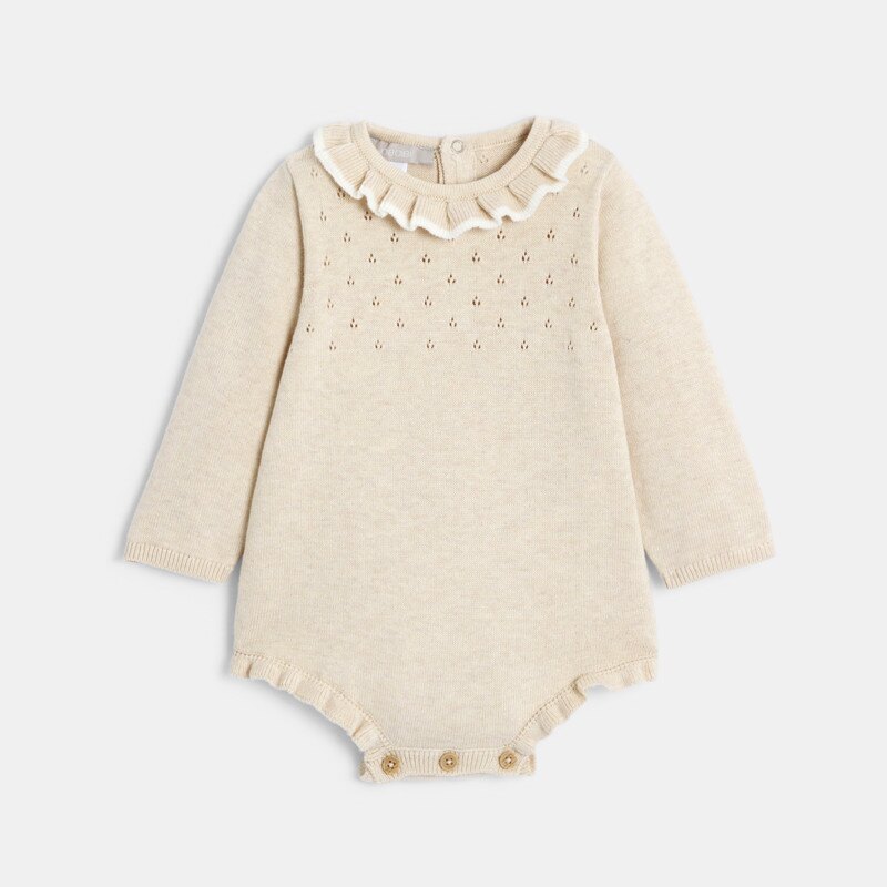 Combi courte maille tricot beige bébé fille Beige