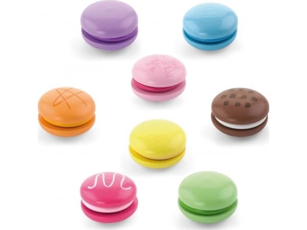 Trekjekssett med 8 Viga Toys fargerike makroner