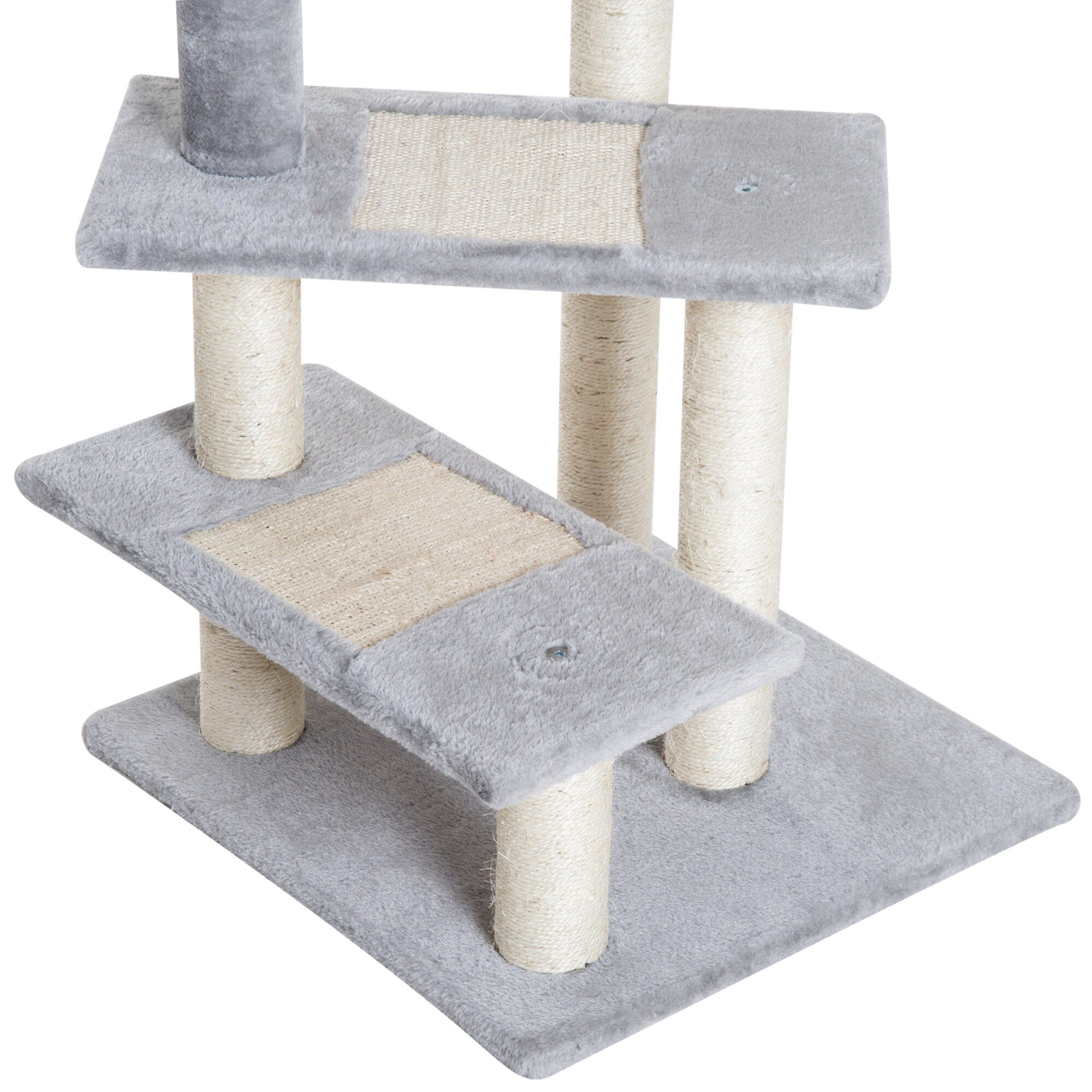 PawHut Kletterbaum mit 5 Ebenen beige, grau 48 x 48 x 101 cm (LxBxH)