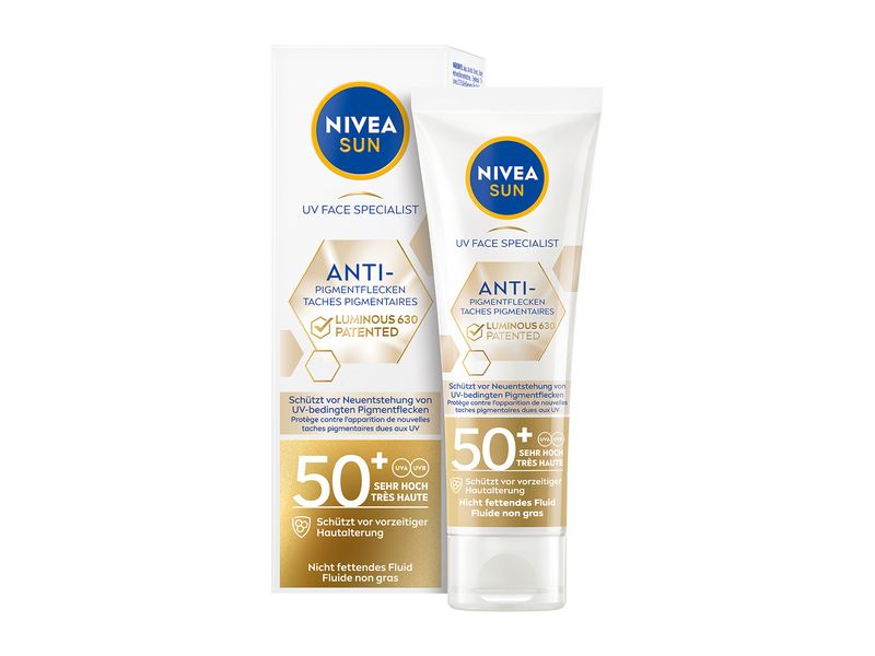 NIVEA SUN Sonnenfluid Face Luminous LSF50 40 ml Innovatives Fluid gegen Pigmentflecken