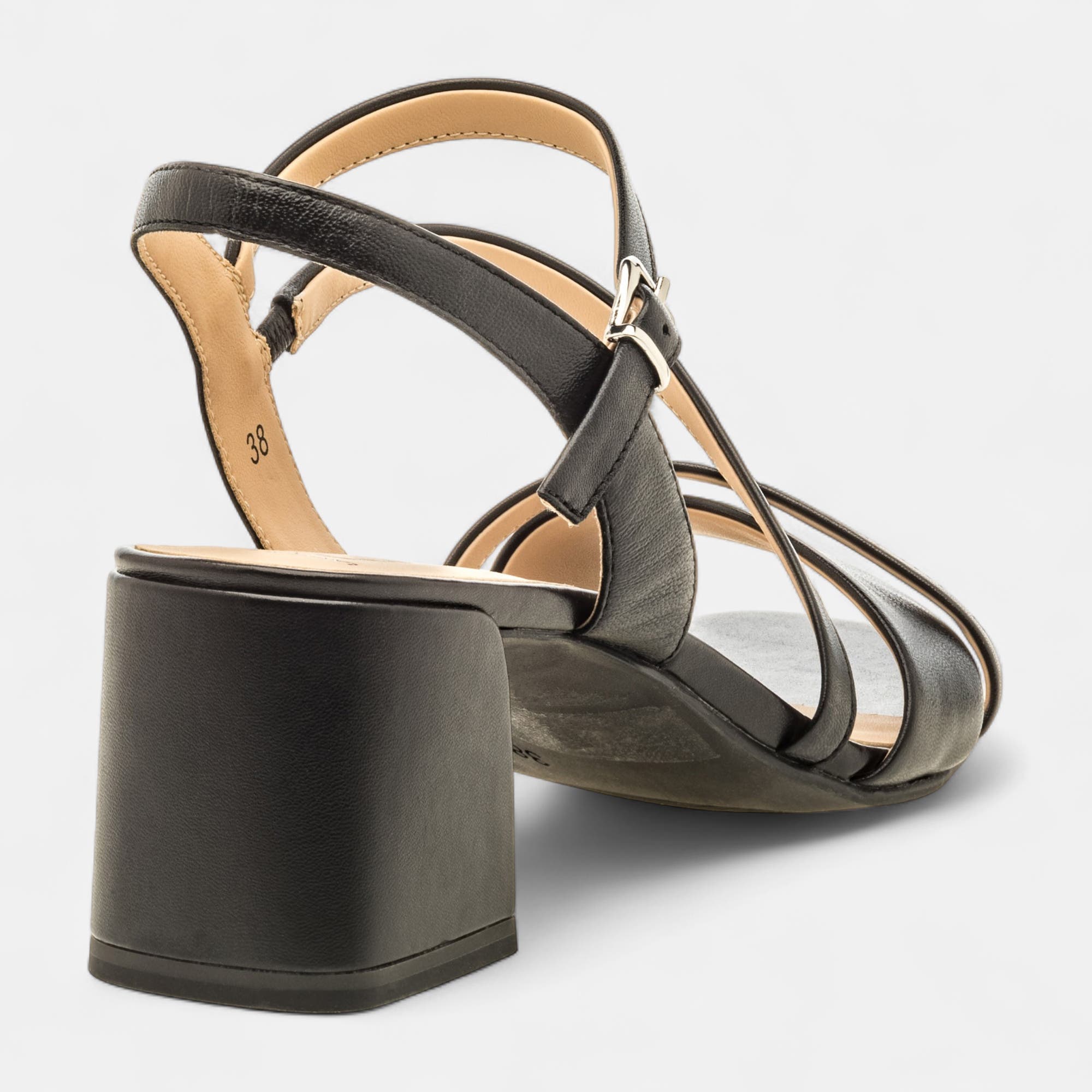 Nu-pieds à talon Femme en cuir noir