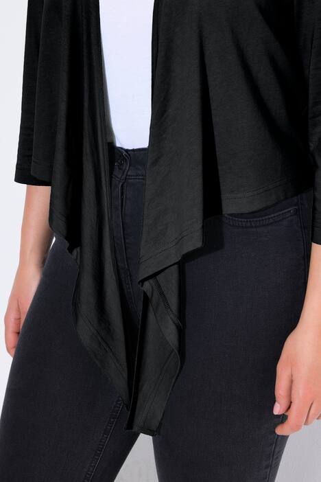 Bolero, kurze Jacke, Jersey, 3/4-Arm, Saumknoten, schwarz