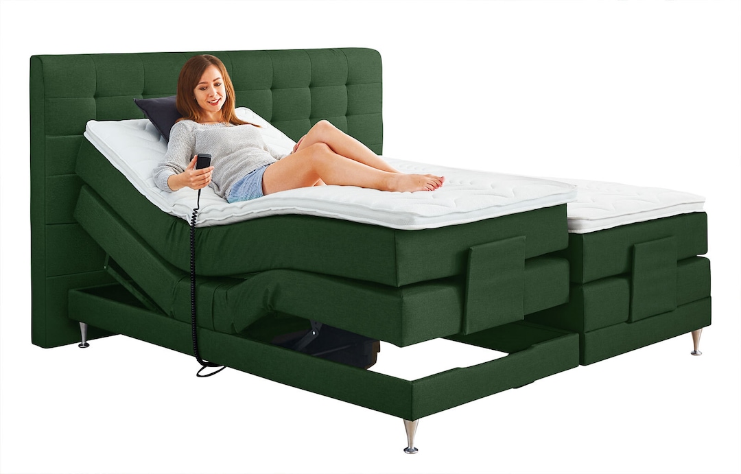 Ole Gunderson Boxspringbett FENTISSIMO TOPMOTION I EL 180 x 200 cm Seven Forest dunkelgrün