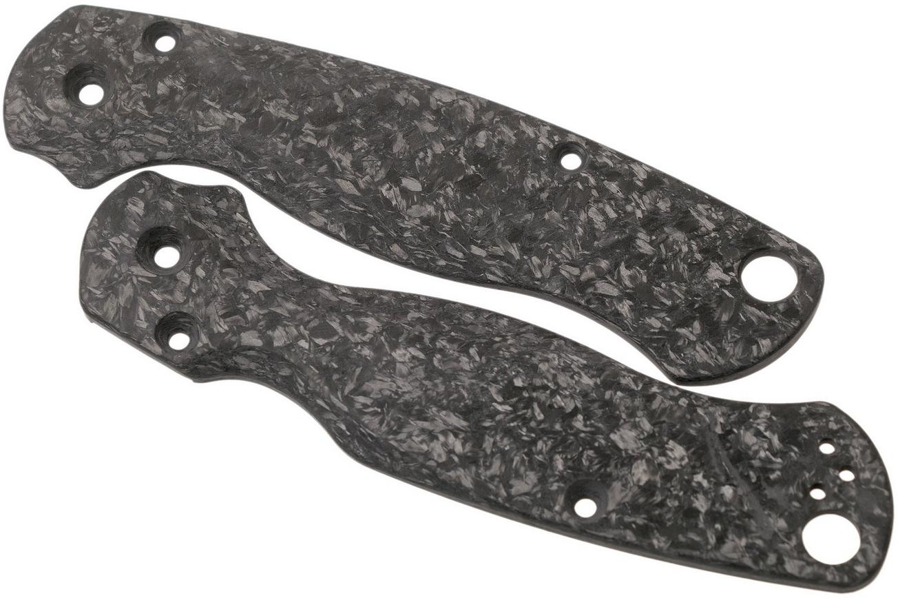 Flytanium Spyderco Paramilitary 2 Lotus Scales, shredded carbonfiber