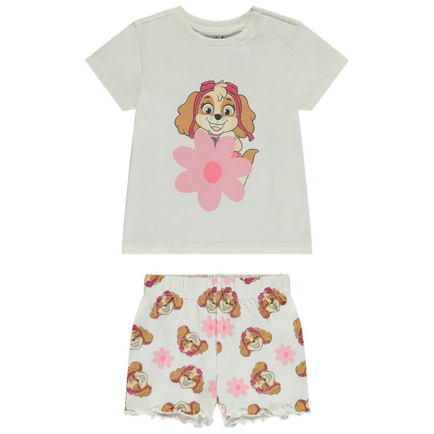Set pyjama court Stella Pat'Patrouille pour bébé fille - Ecru