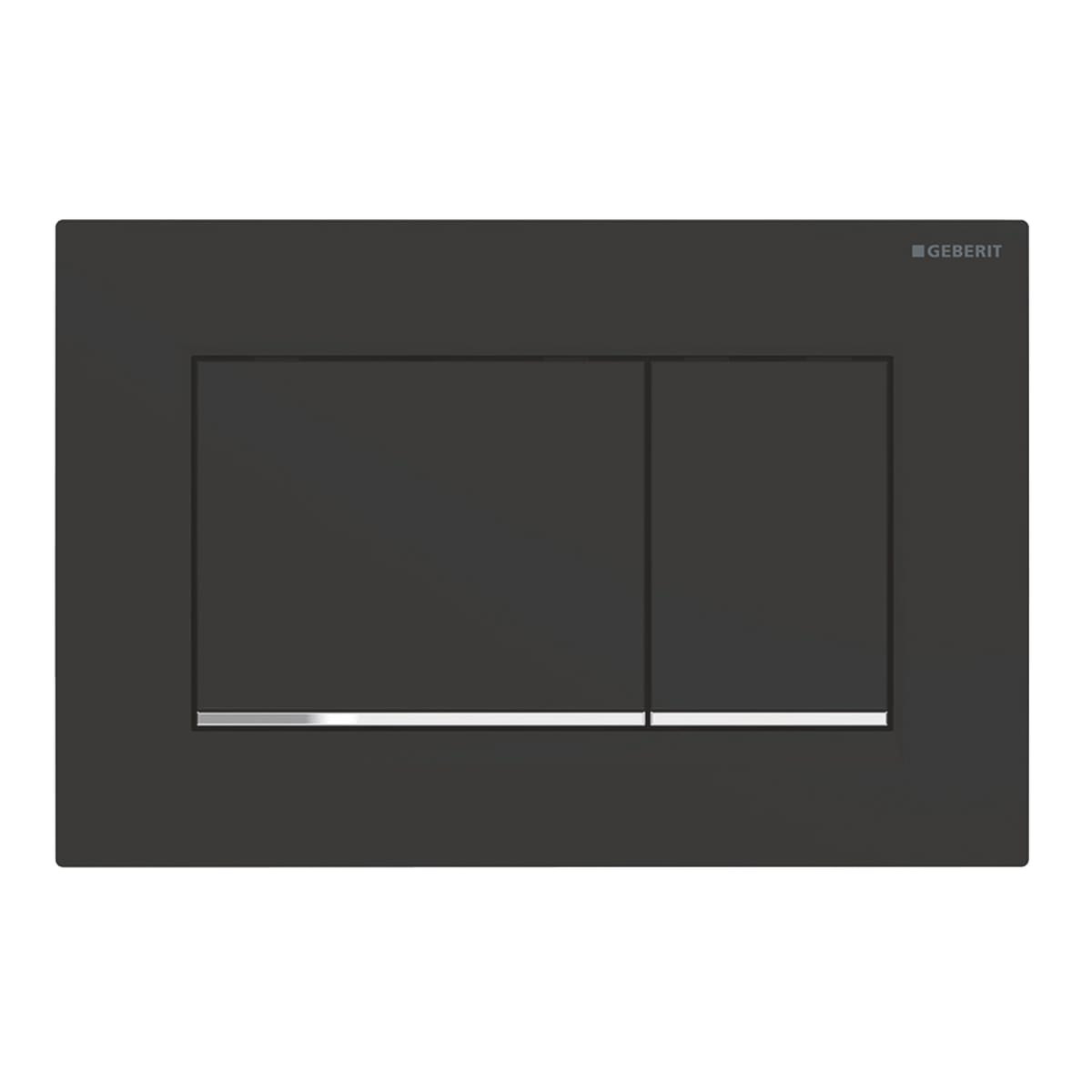 Geberit Sigma 20 Square drukplaat mat zwart met chromen knoprand