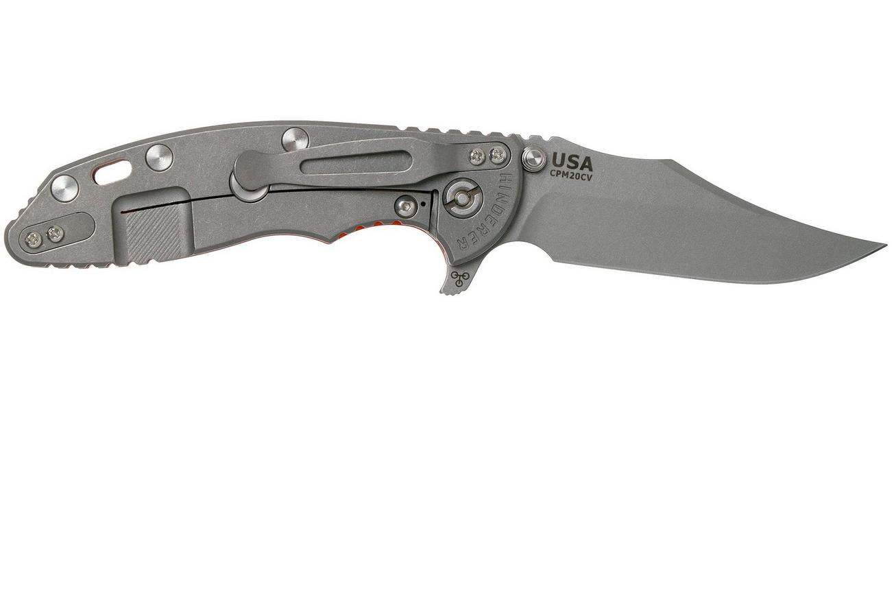 Rick Hinderer XM-18 3.5 Bowie 20CV Working Finish, Orange G10 zakmes