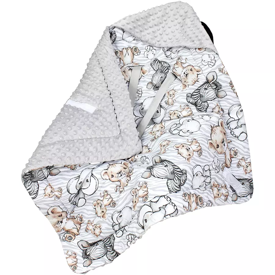 TupTam Baby Winter Einschlagdecke für Babyschale Wattiert graubraun