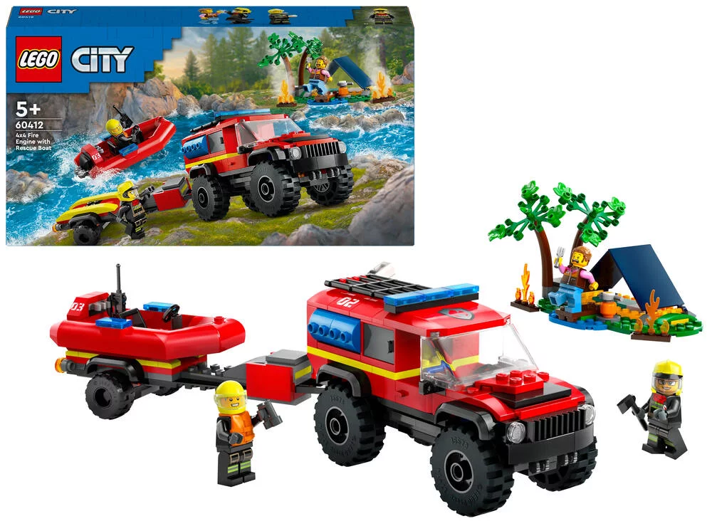 LEGO®CITY 60412 - LE CAMION DE POMPIERS 4X4 ET LE CANOT DE SAUVETAGE