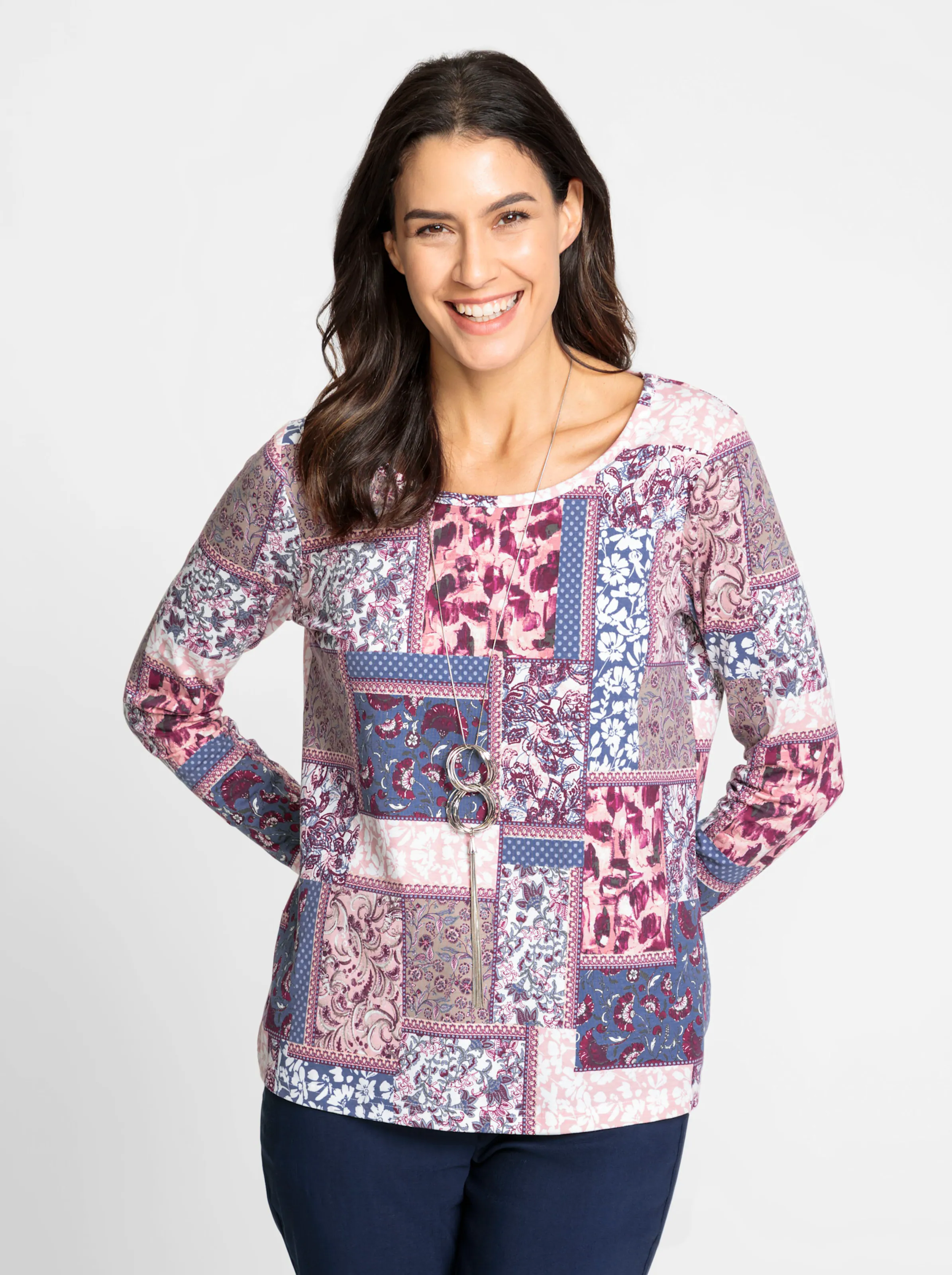 Shirt in hortensie-taubenblau-bedruckt