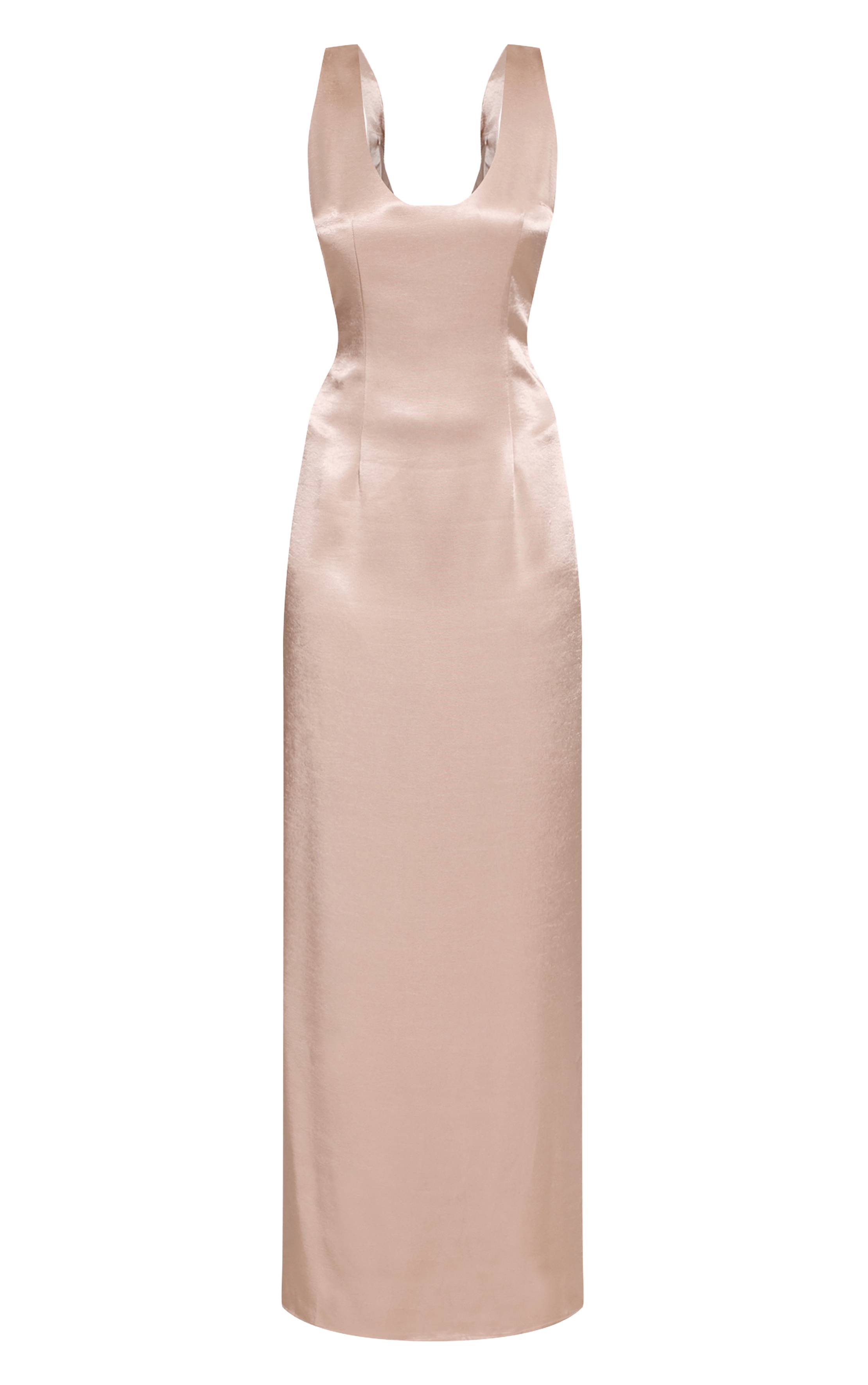 Doré Robe Longue Sans Manches Dos Nu