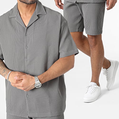 Ensemble Chemise Manches Courtes Et Short Jogging Gris