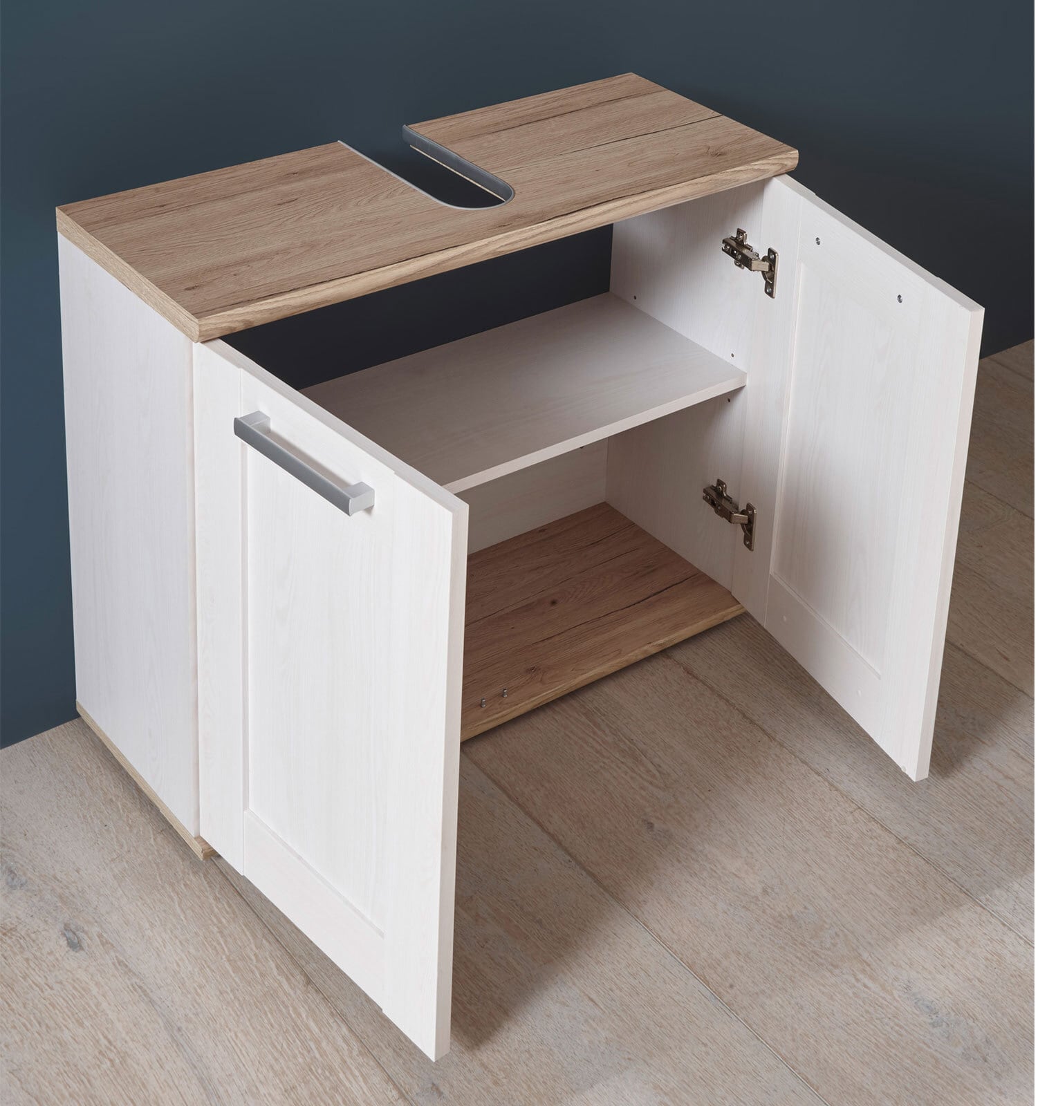 Waschbeckenunterschrank CASA 80 x 66 cm braun/ weiß