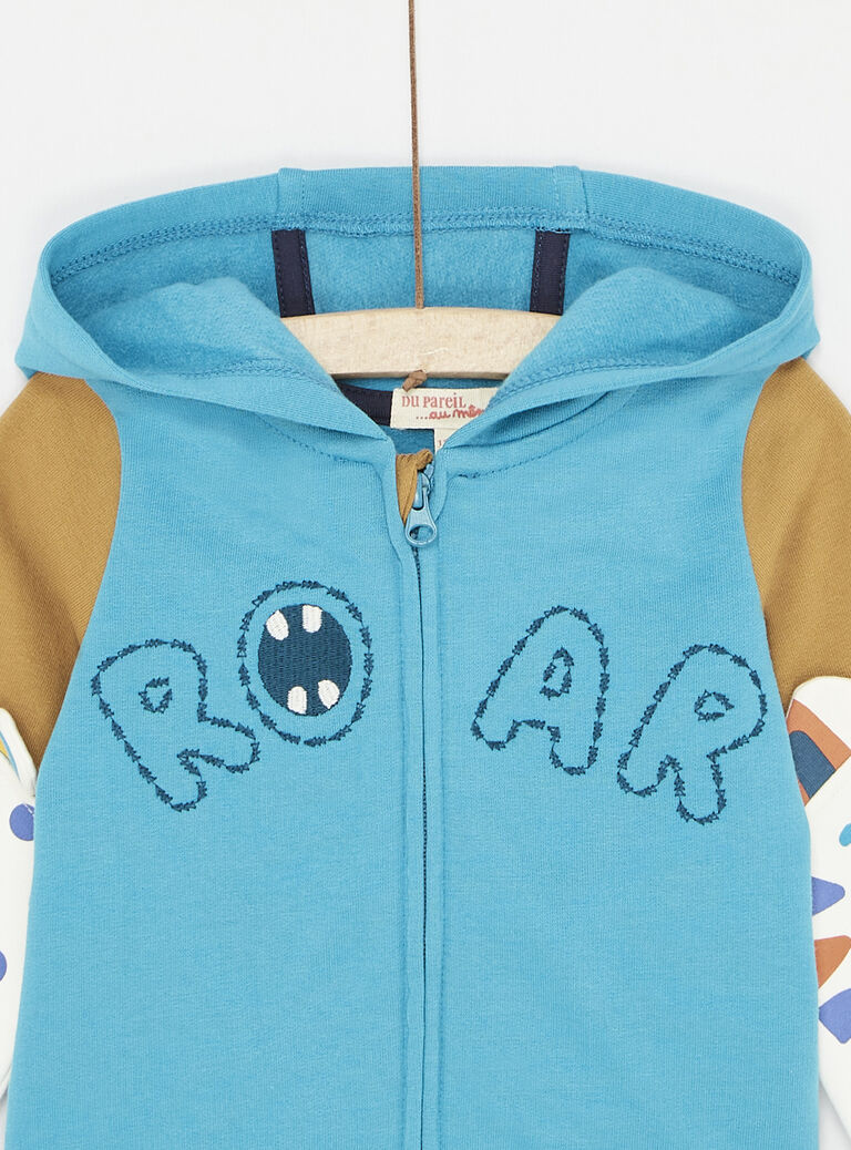 Gilet bicolore turquoise animé pour bébé garçon