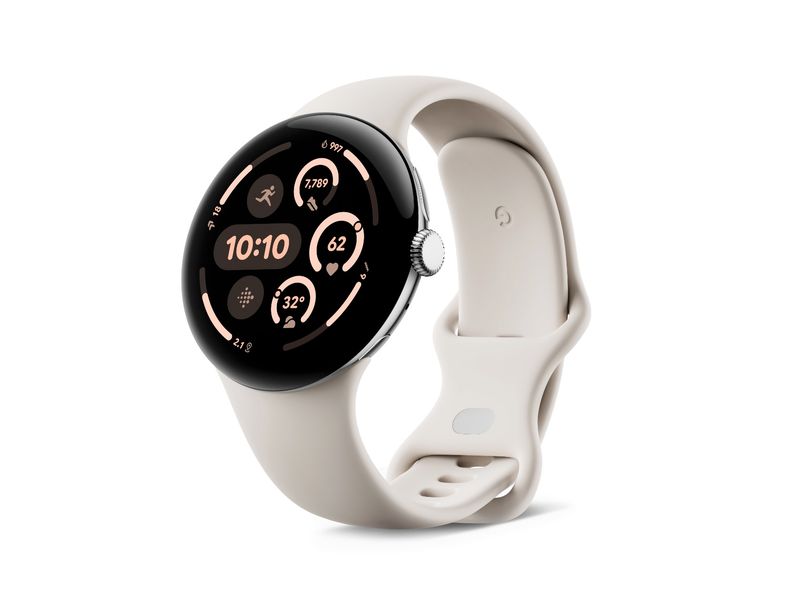 Google Pixel Watch 3 WLAN 45 mm Beige Schlanke Smartwatch mit erweitertem Gesundheits- und Schlaftracking