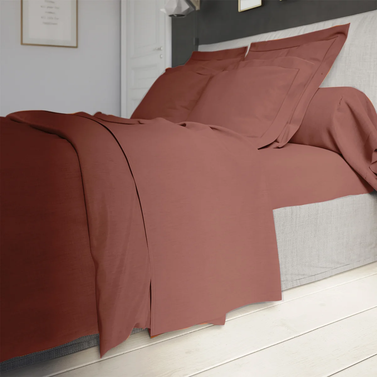 Taie d'oreiller Influence Percale Brique