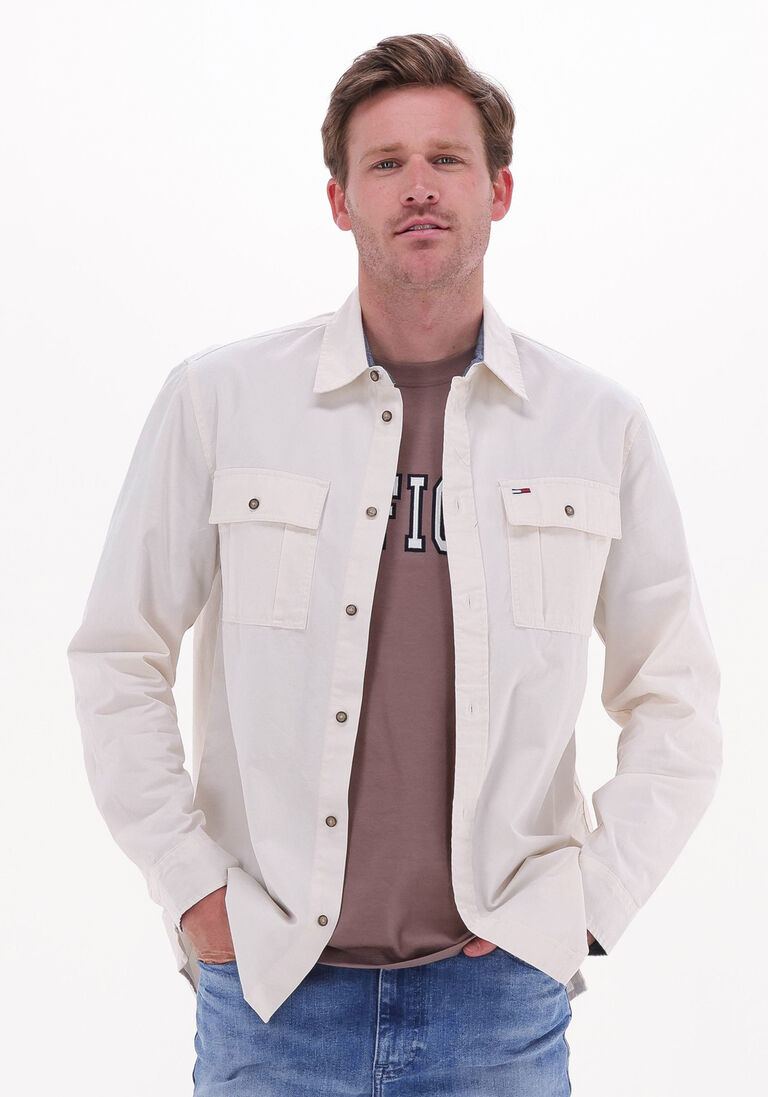 TOMMY JEANS witte tommy jeans overshirt tjm essential twill overshirt
