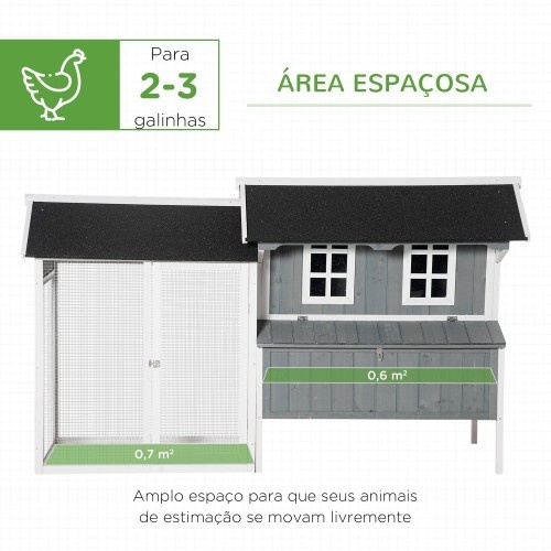 Galinheiro de madeira para galinhas PawHut de 2 andares para uso externo.