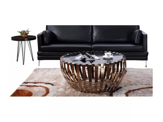 Table basse verre et acier TRENDY - Noir/Doré - Doré