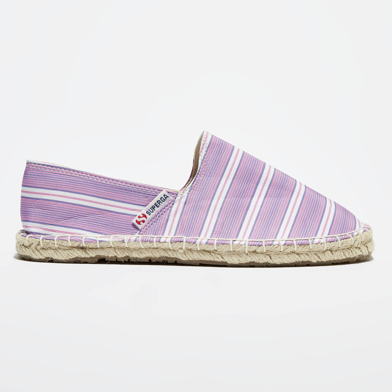 Superga Espadrilles en toile rayées fuchsia/lilas
