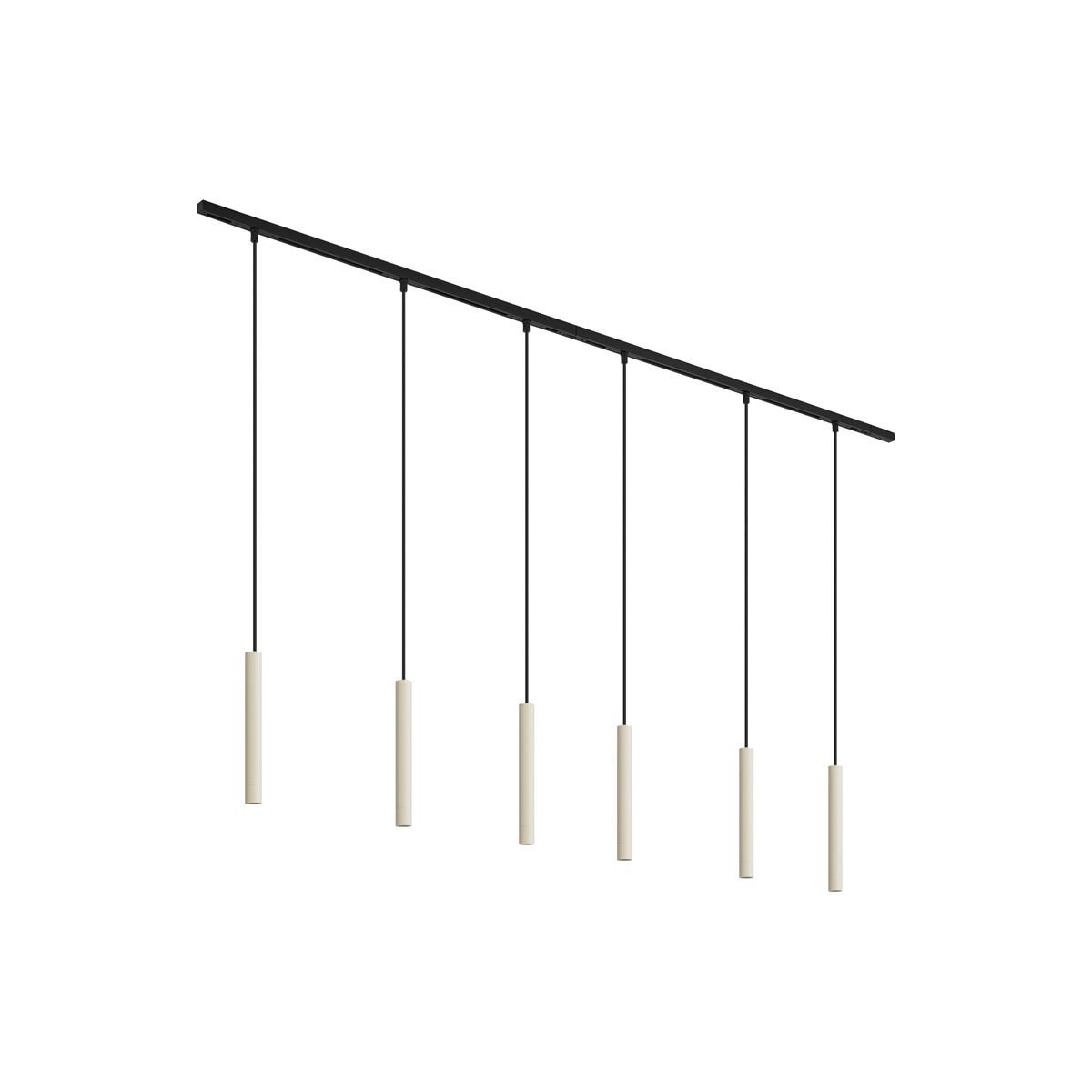 Modern railsysteem met 6 hanglampen beige met zwart 1-fase - Slimline Keno