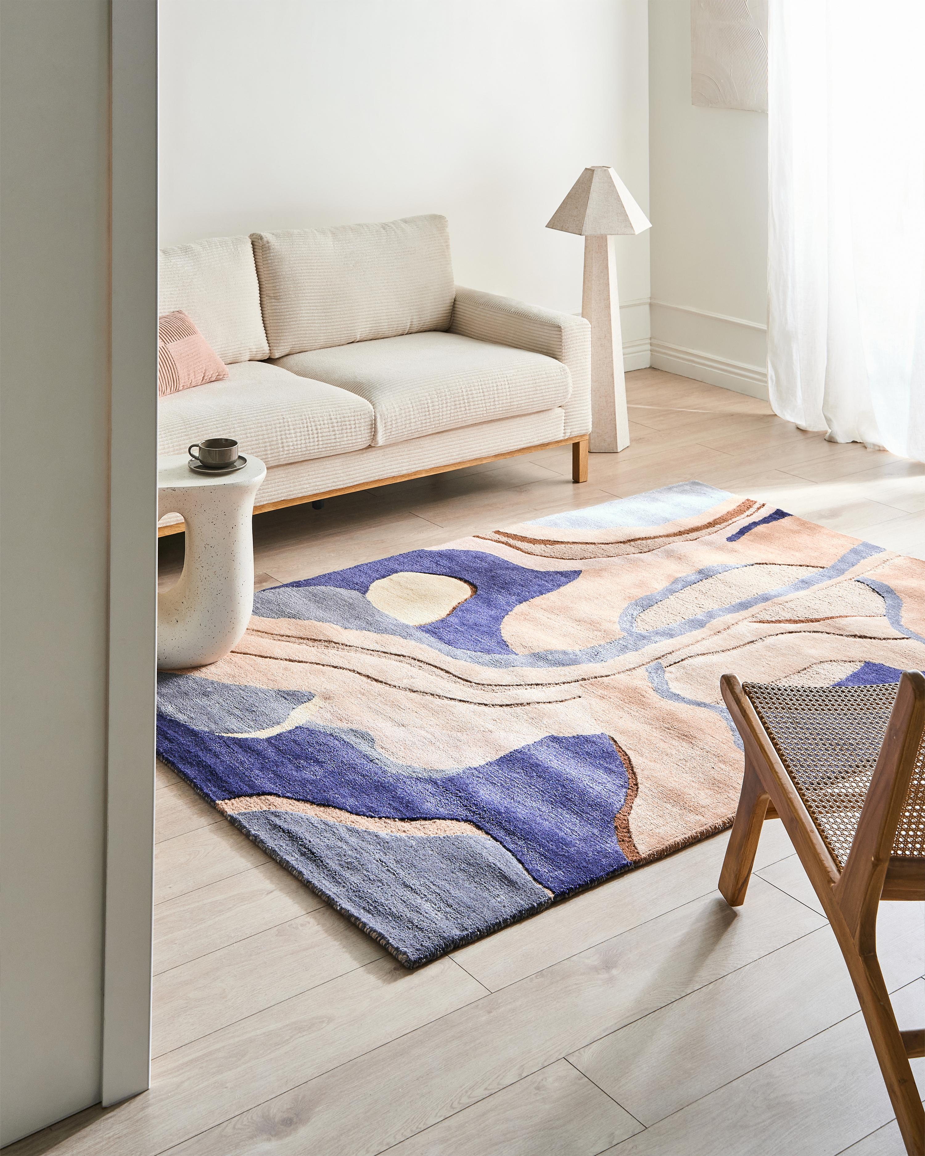 Vloerkleed ALMORA Beige/blauw 160 x 230 cm Viscose