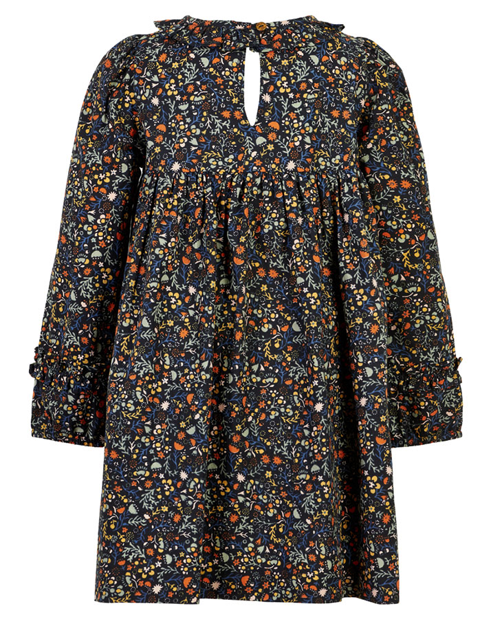 Kleid DITZY FLORAL mit Rüschen in dunkelblau/bunt