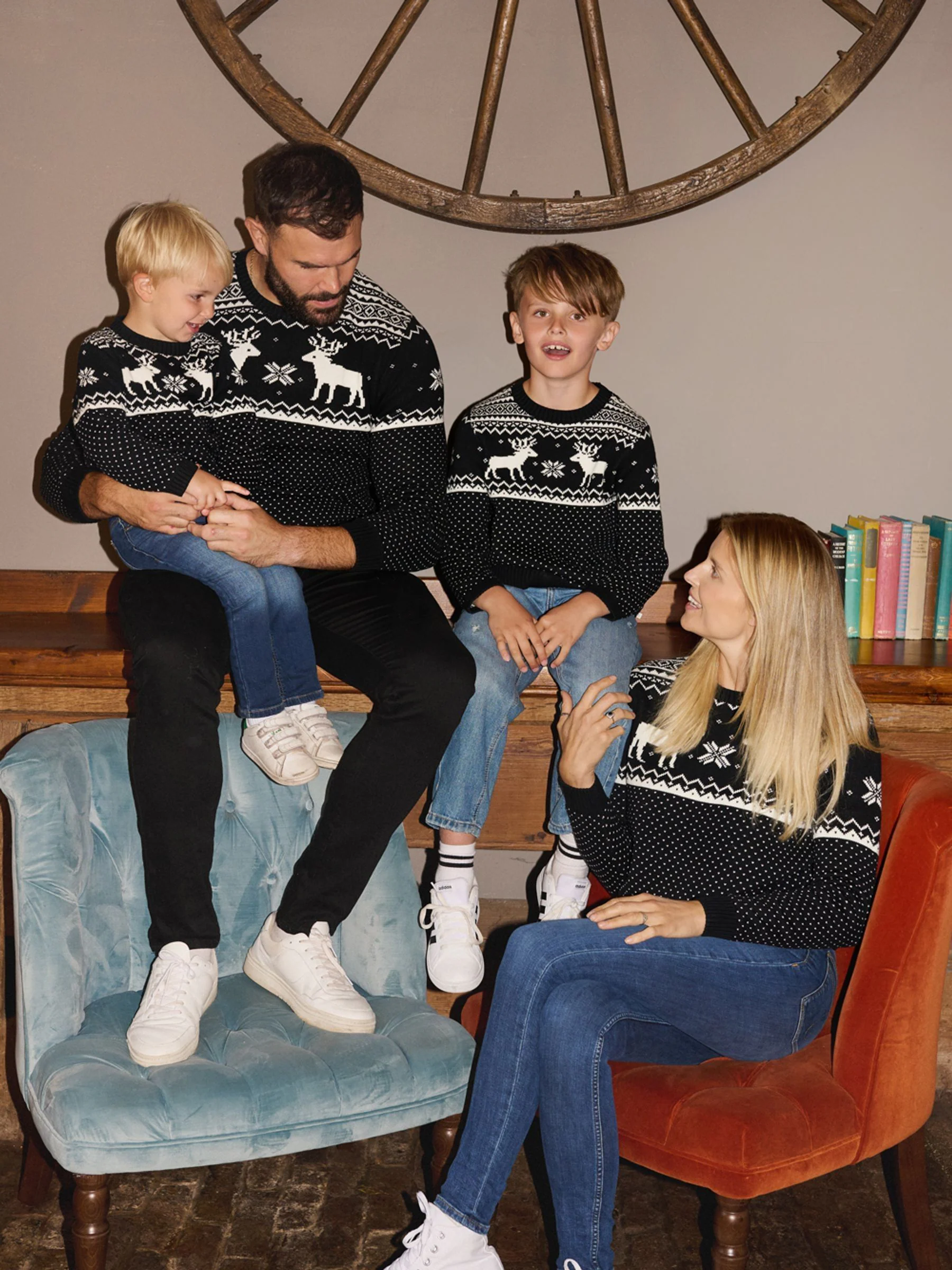 Zwart - Kerstmis rendiertrui met Fairisle-patroon