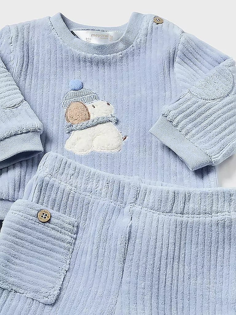 MAYORAL Baby Set Mütze, Pullover, Hose 3-teilig   hellblau