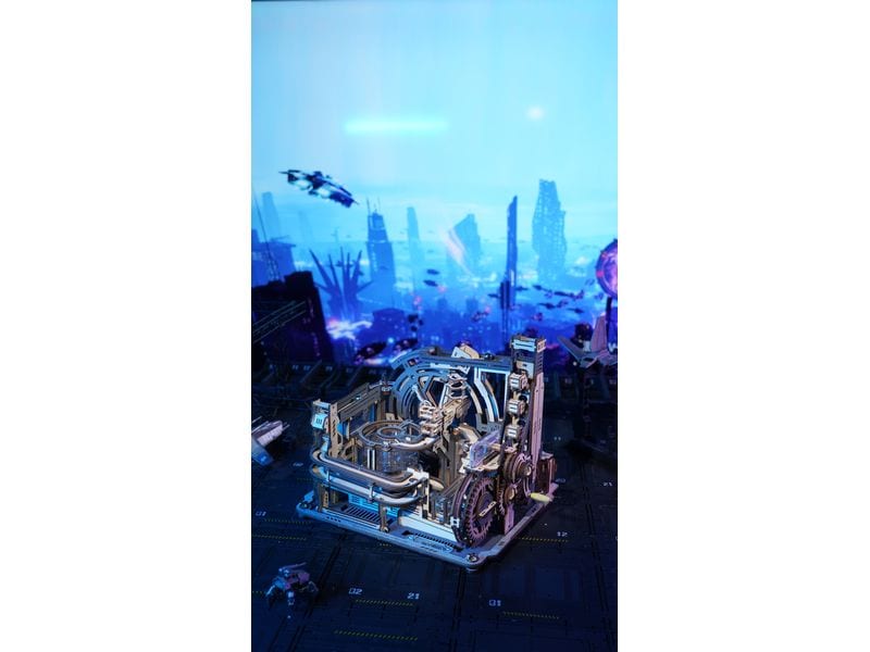 RoboTime Bausatz Marble Spaceport 472-teilig 3D-Puzzle aus lasergeschnittenen Holzteilen
