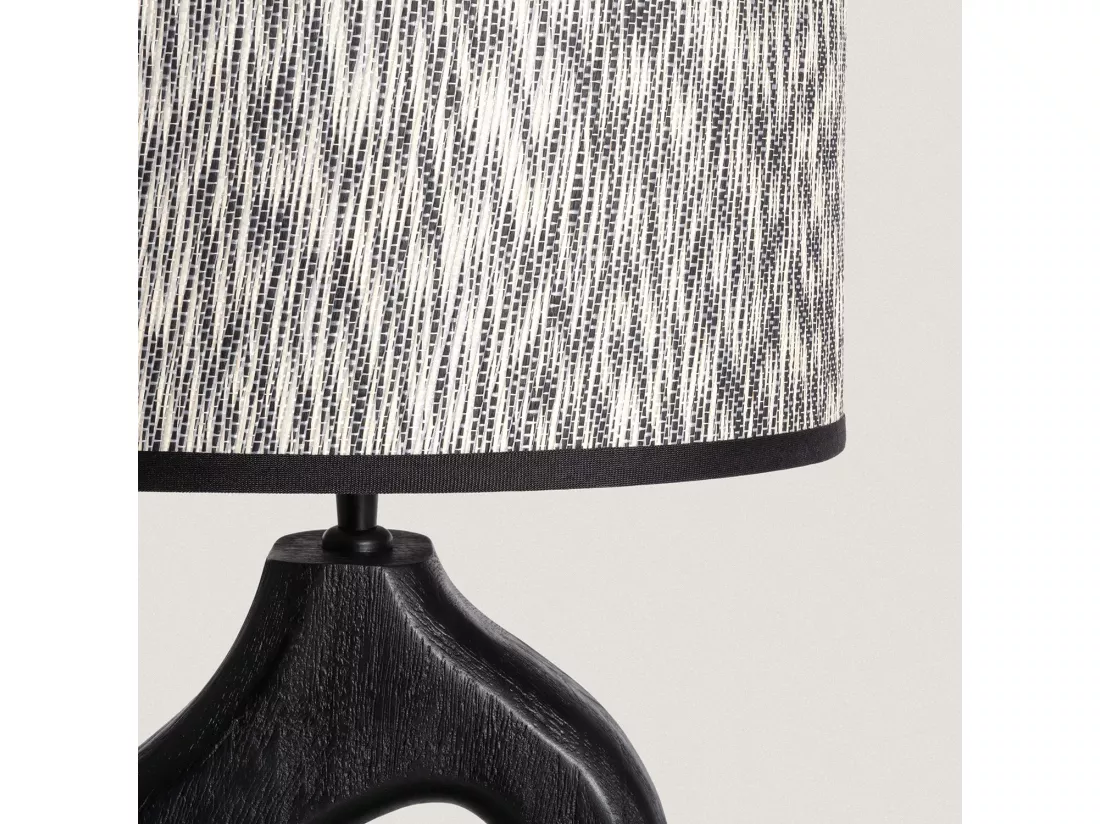 Lampe à Poser en bois Dhara ILUZZIA Blanc / Noir