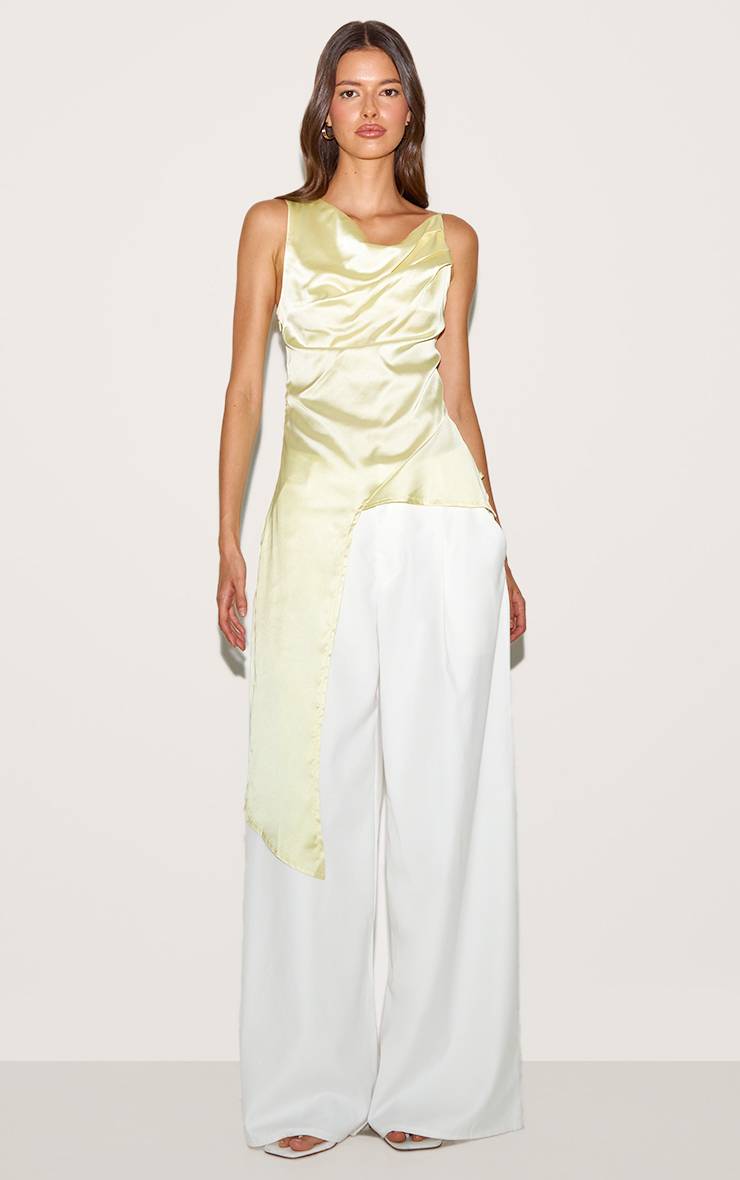 Jaune Haut Asymétrique En Satin