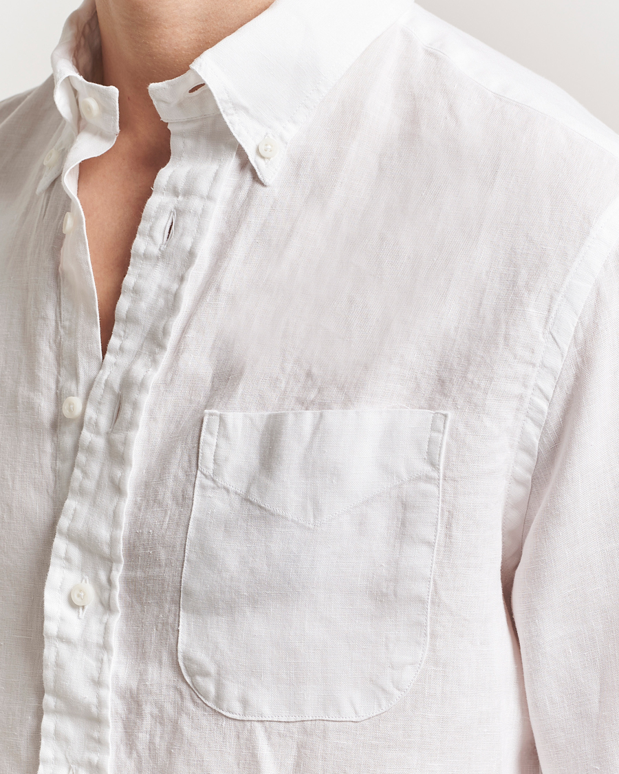 Gitman Vintage Button Down Linen Shirt White