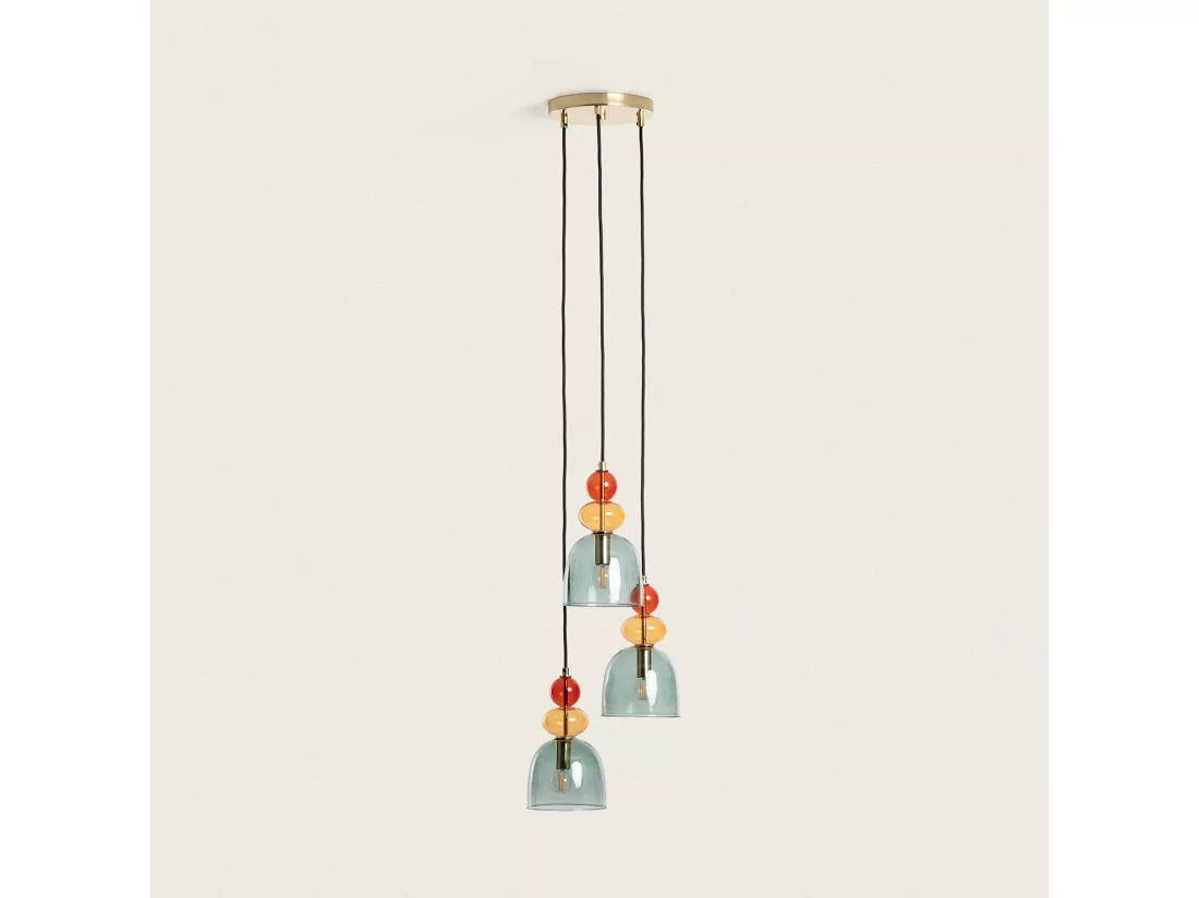 Suspension Métal et Verre Tri Baudelaire Vert