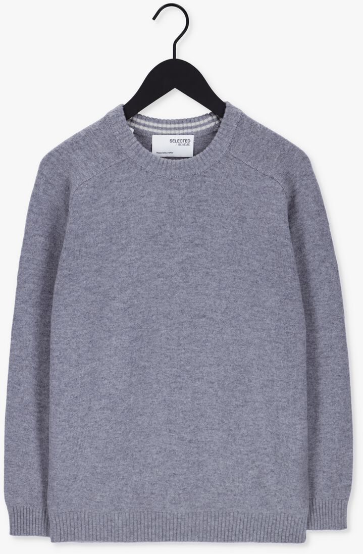 SELECTED HOMME grijze selected homme trui newcoban lambs wool crew neck w
