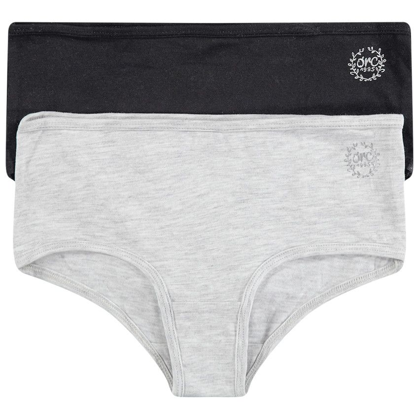 Junior - Lot de 2 shorties en coton avec logo printé argenté - Gris chiné