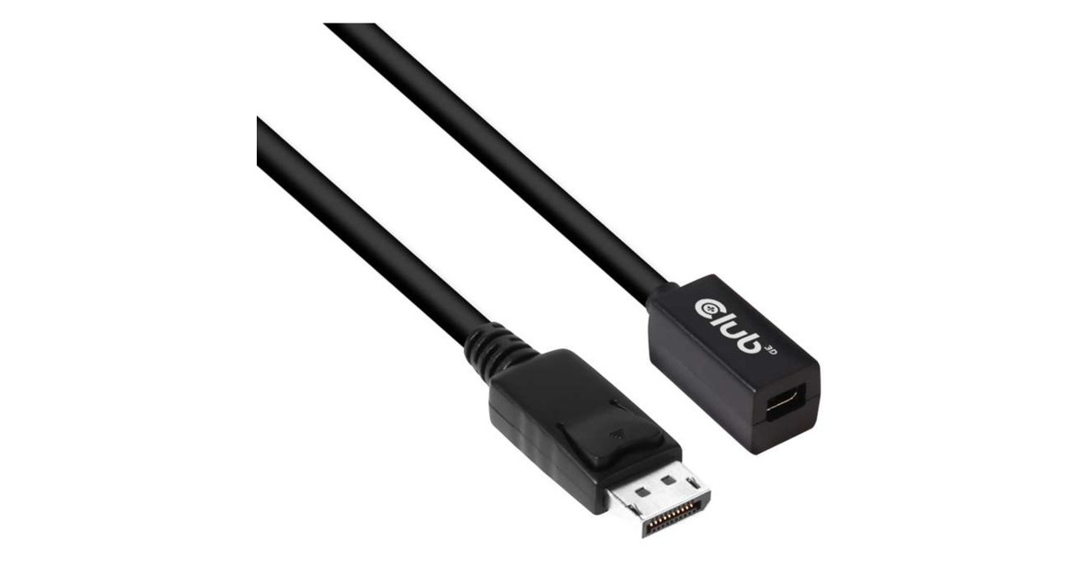 Club 3DMini DisplayPort > DisplayPort 1.4 (male) verlengkabel  (Zwart, 0,1 meter)