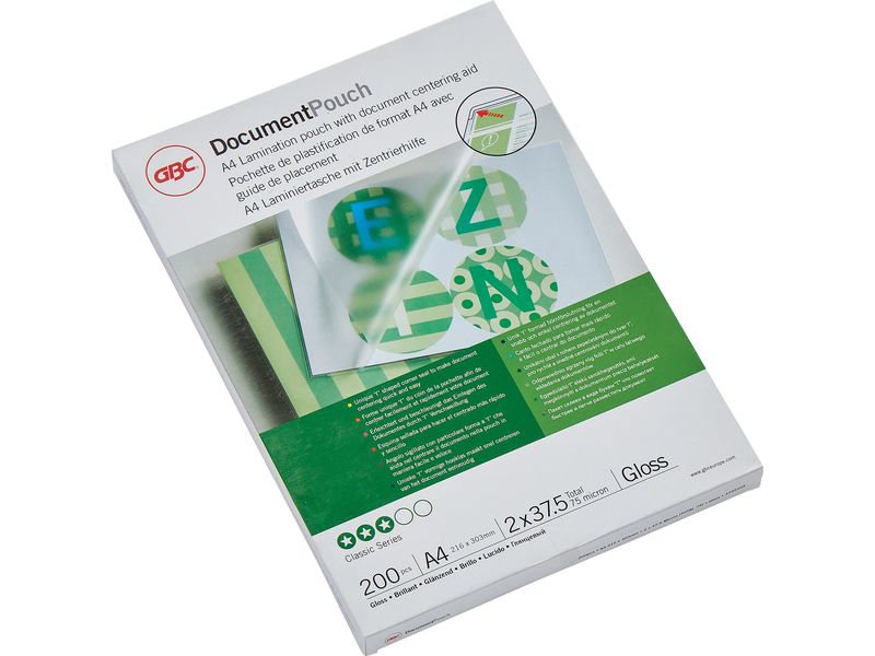 GBC Laminierfolie Document Pouch A4, 200 Stück Laminiertaschen zum Heisslaminieren von Dokumenten
