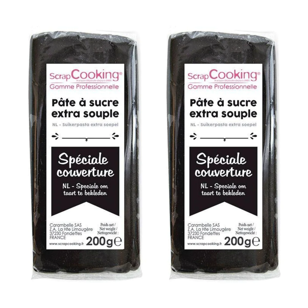 Pâte à sucre de couverture noire 400 g Scrapcooking