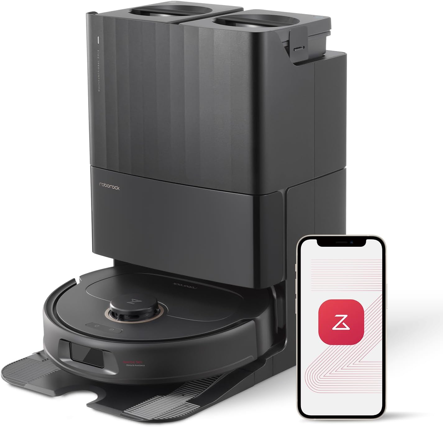 roborock Qrevo Pro Saugroboter mit Wischfunktion&Hebarem Wischmopp, FlexiArm Design Kantenreinigung, 7.000 Pa, 60 °C Heißwasser-Moppwäsche, App-Steuerung (Schwarz) (Generalüberholt)
