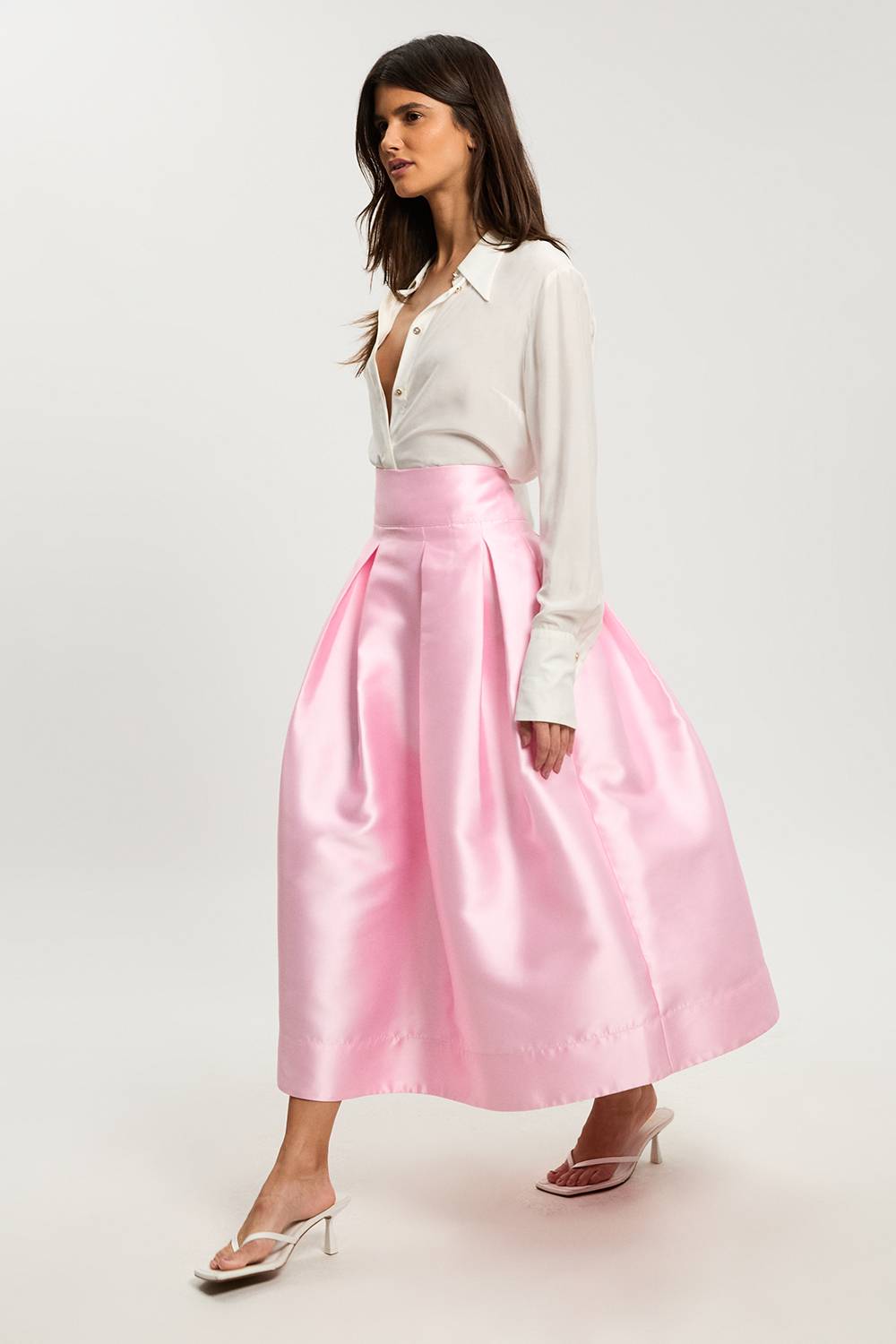 KarenMillen Jupe Longue Plissée En Twill Tissé Petite