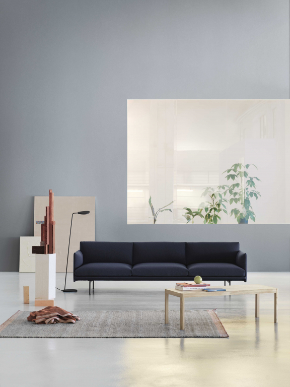 Muuto Outline bank 3-zits Remix 163, onderstel zwart