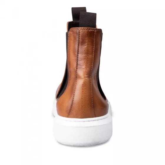 Baskets COGNAC DENIM SIDE CUIR