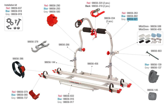 Fiamma Rohr schwenkbar passend für Carry Bike CL - Farbe Grau Fiamma Ersatzteilnummer 98656-921