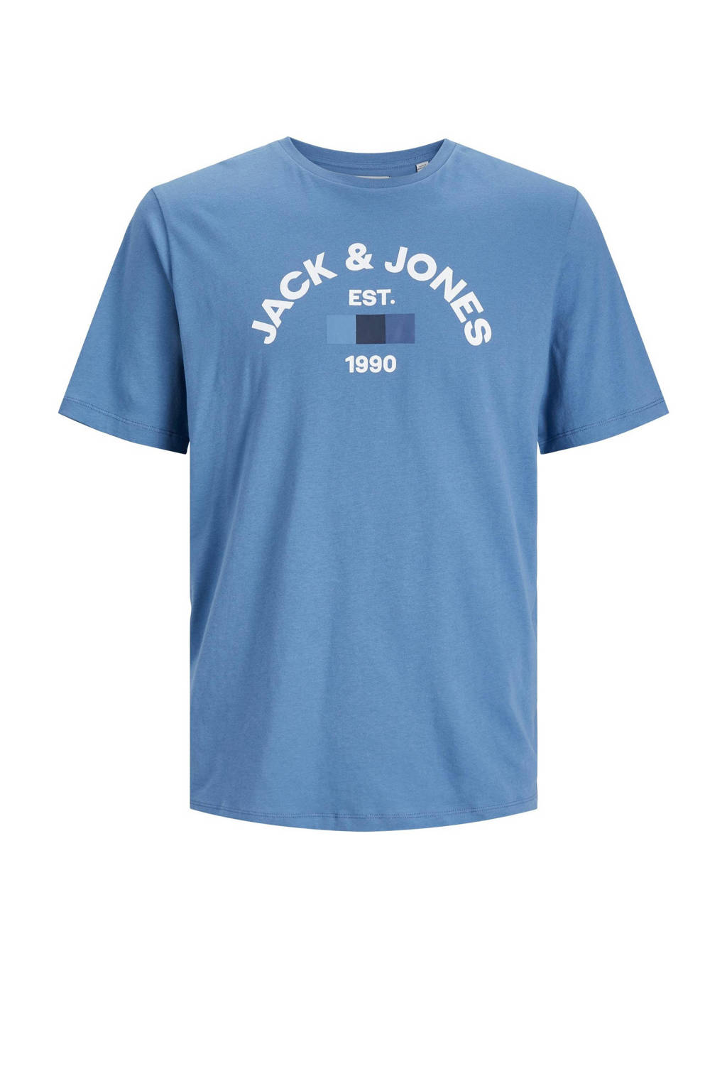 JACK & JONES T-shirt JACTHEO met logo hemelsblauw