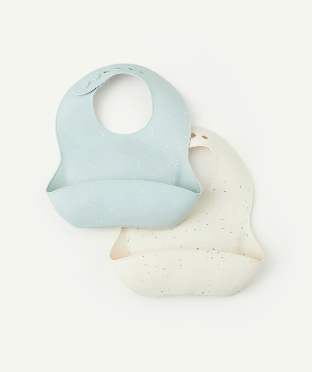 LASSIGLOT 2 BAVOIRS EN SILICONE BLEU ET BLANC