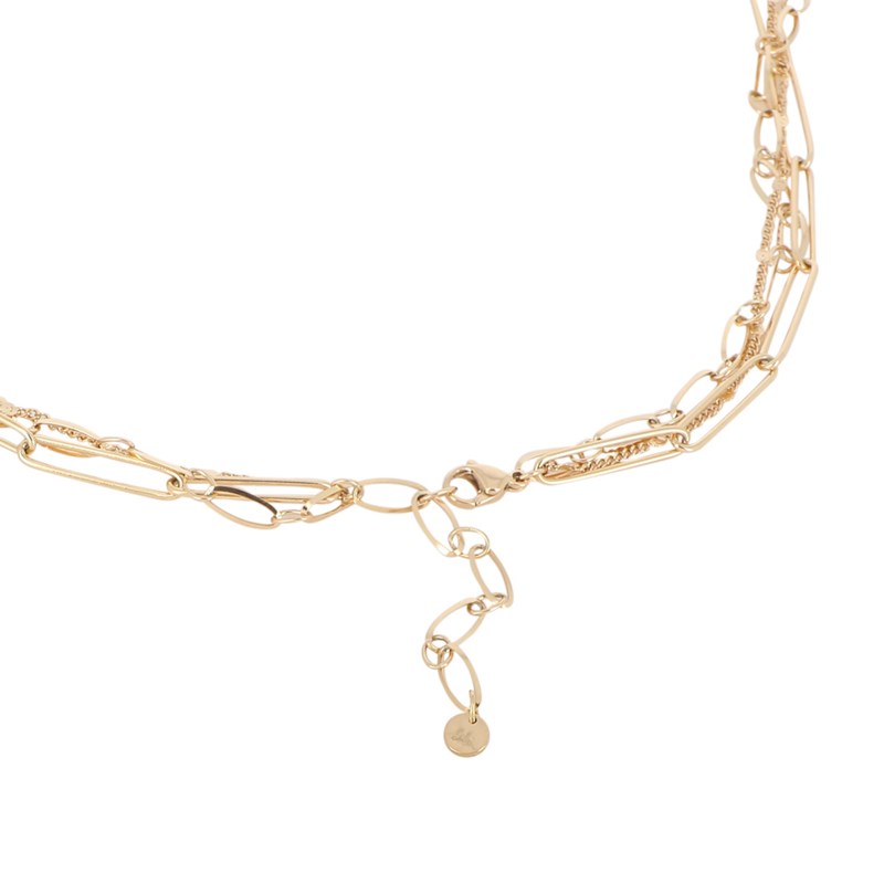 Collier multi rangs en acier doré