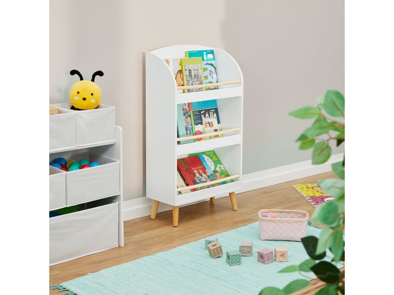 relaxdays Bücherregal für Kinder Hellbraun; Weiss Zur Aufbewahrung von Büchern und Zeitschriften