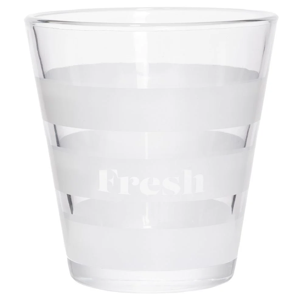 Gobelet bas conique transparent rayure blanche 25cl x3 - Ø8,4 x H8 cm